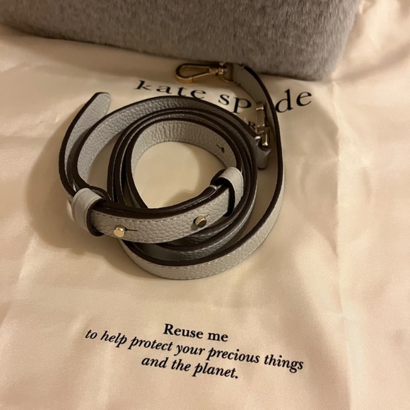 NWT Kate Spade Gray Leather & Faux Fur Crossbody Bag - Picture 12 of 12